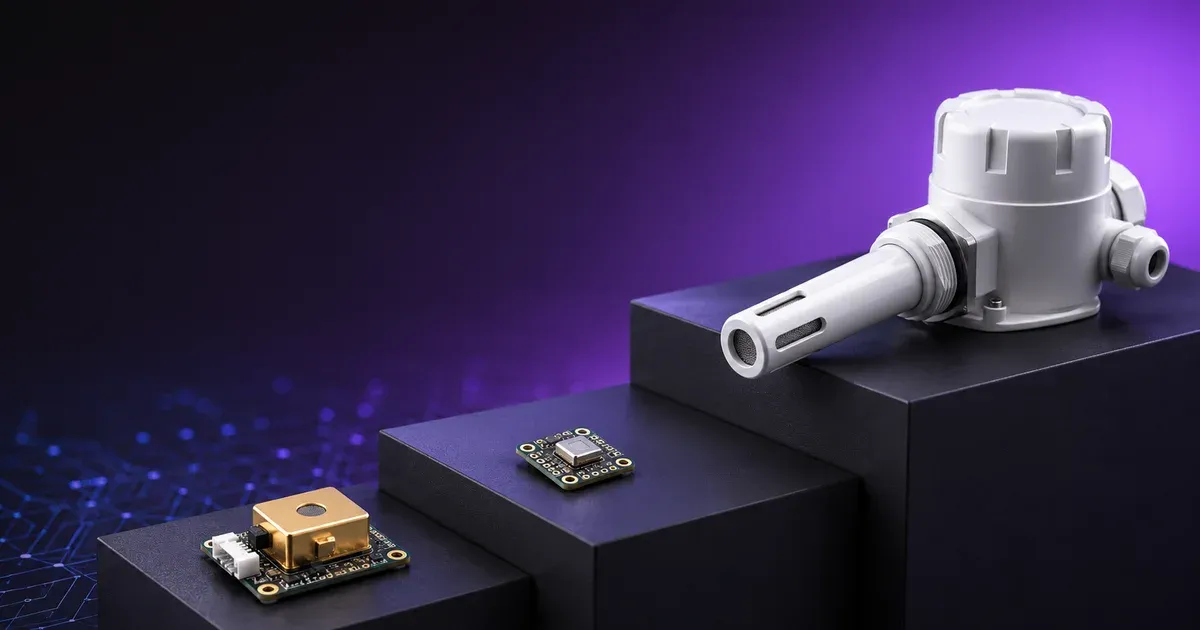 CO₂ sensors compared, hobby NDIR module to industrial CARBOCAP probe