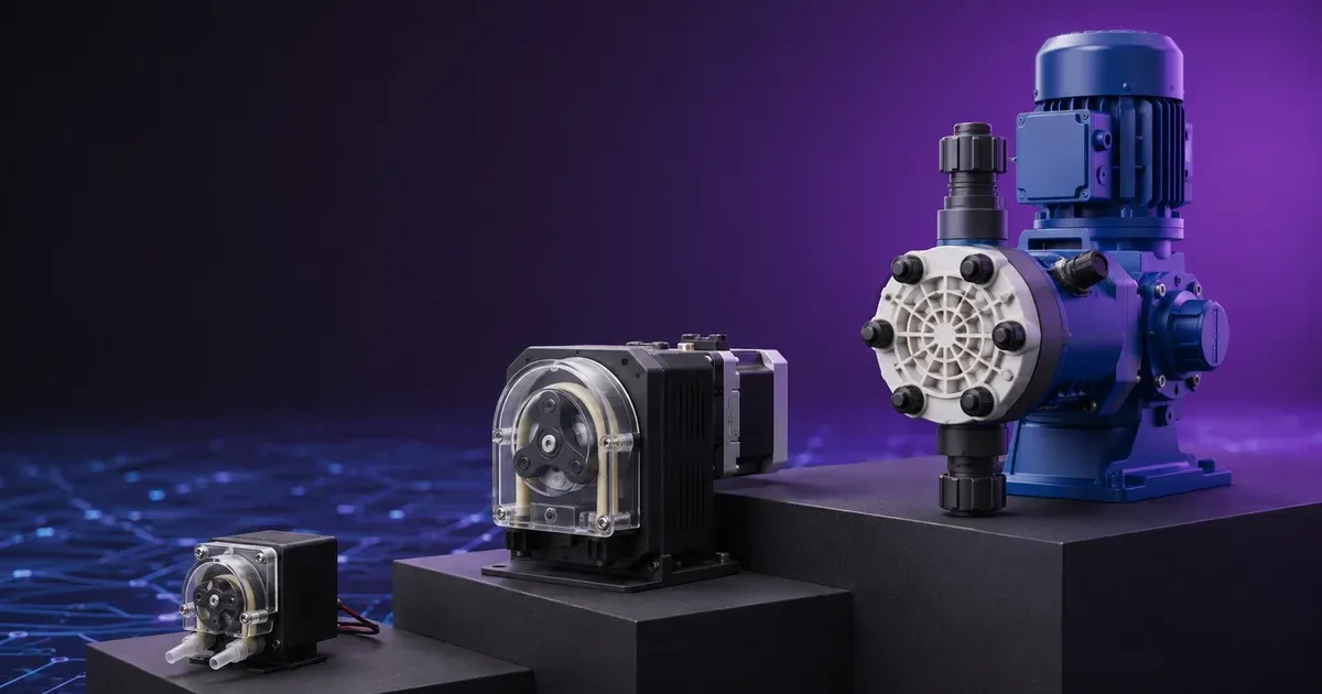 Dosing pumps compared, hobby peristaltic to industrial metering pump